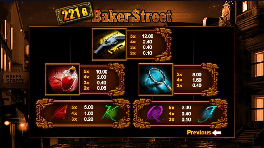 221B Baker Street Ã© um site sobre cassinos. Captura de tela