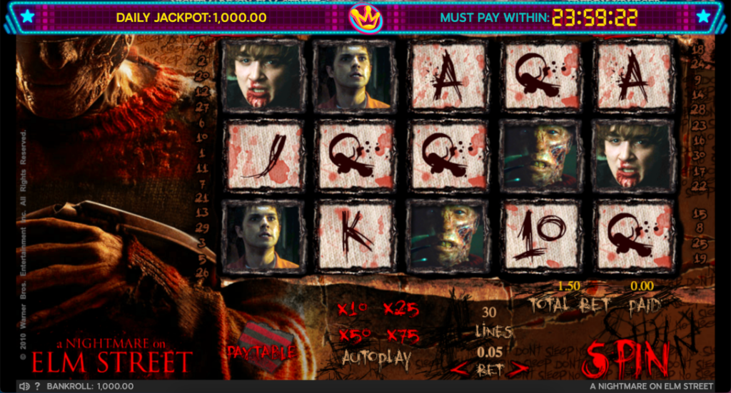 A Nightmare on Elm Street Slot Screenshot