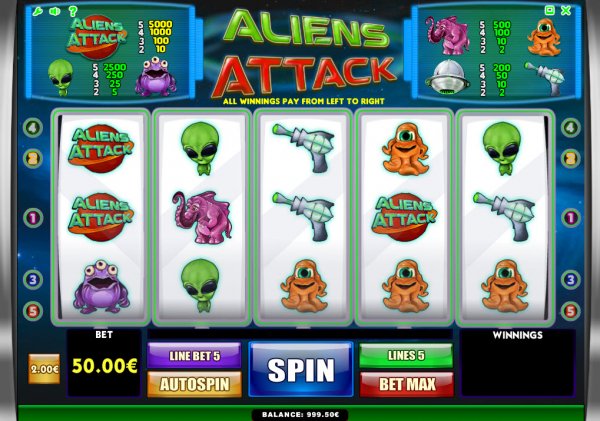 Aliens Attack Gokkast Screenshot