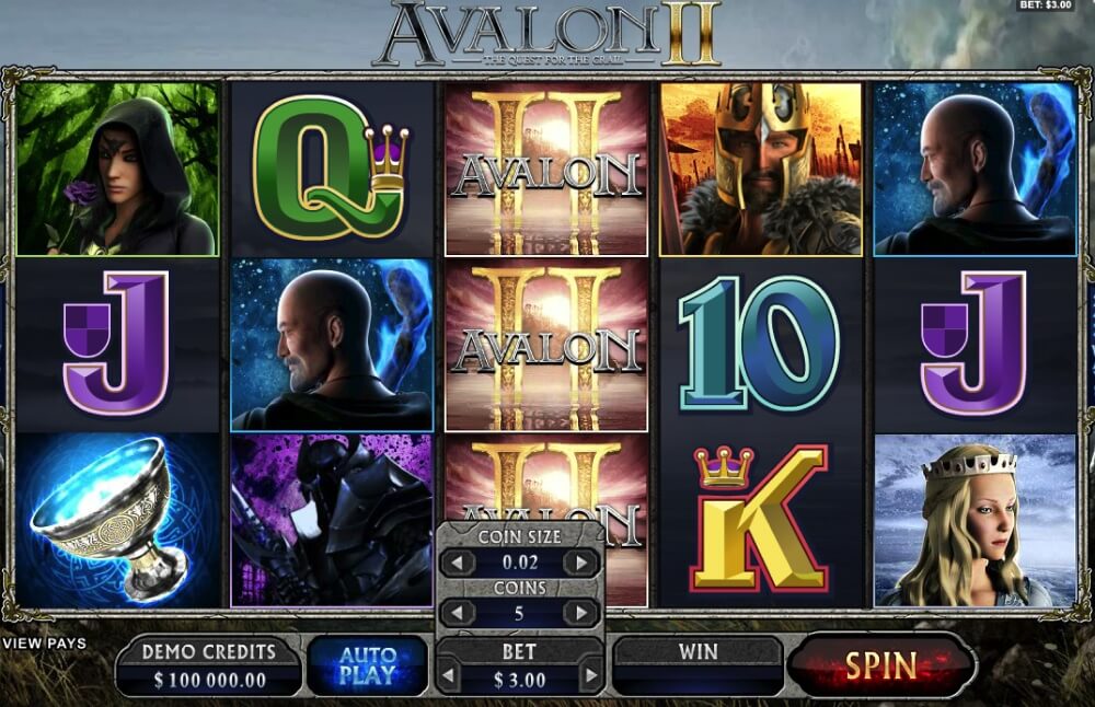 Avalon II Slot - The Quest For The Grail Screenshot