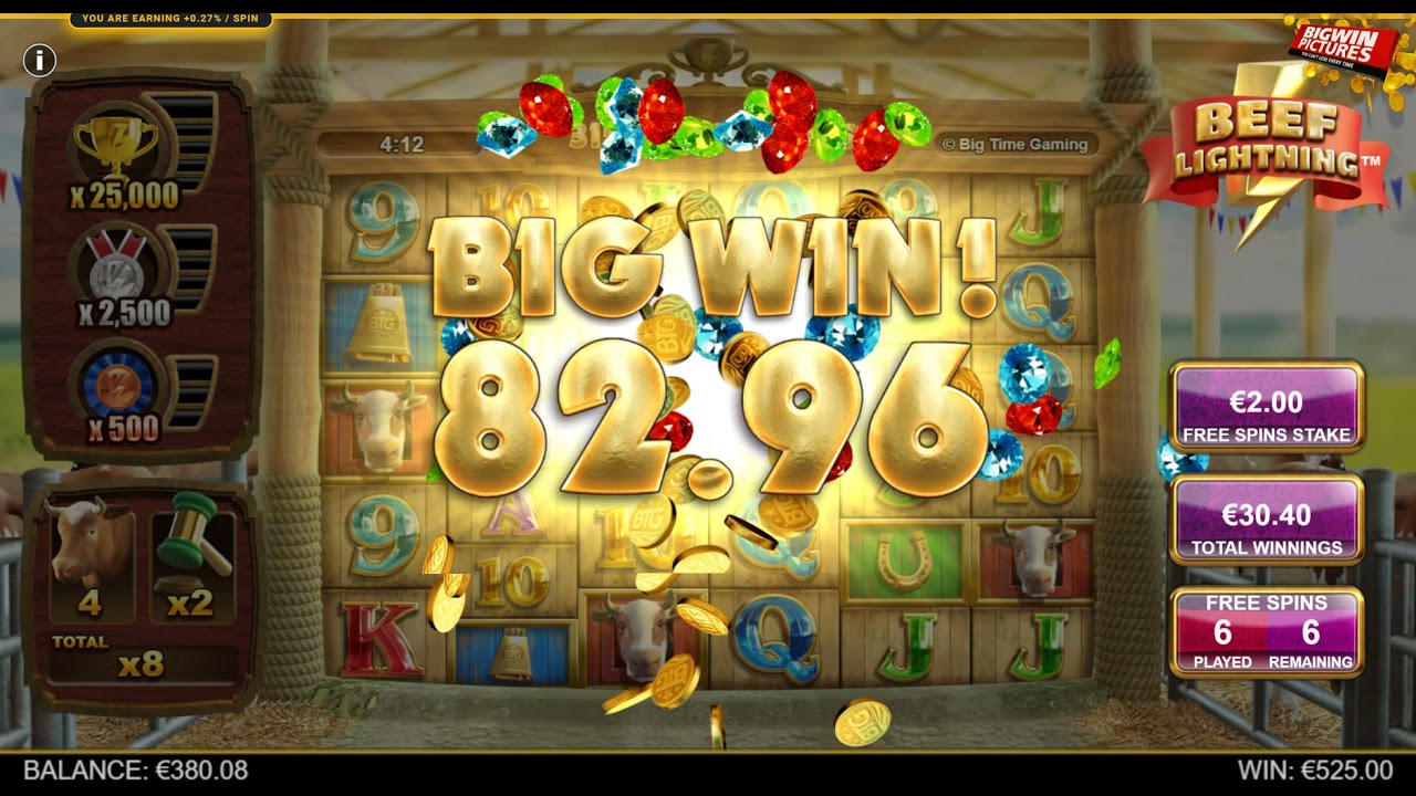 Beef Lightning Megaways is a slotspel op een website over casino's. Screenshot