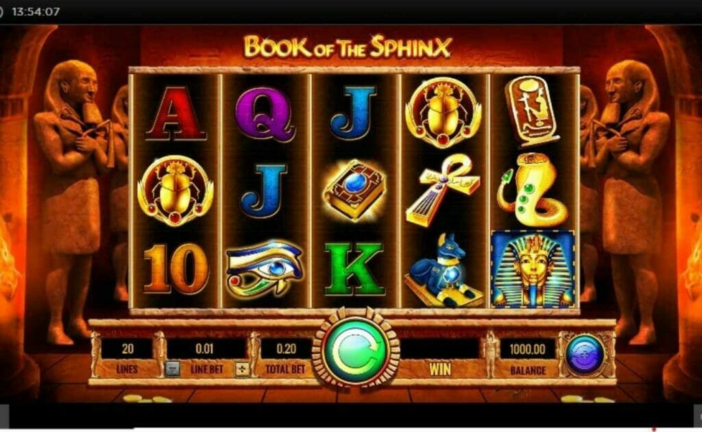 Bok av Sfinxen-spelautomat Skärmdump