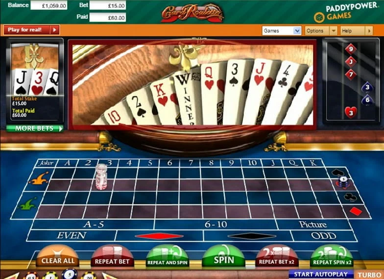 Kaart Roulette Screenshot