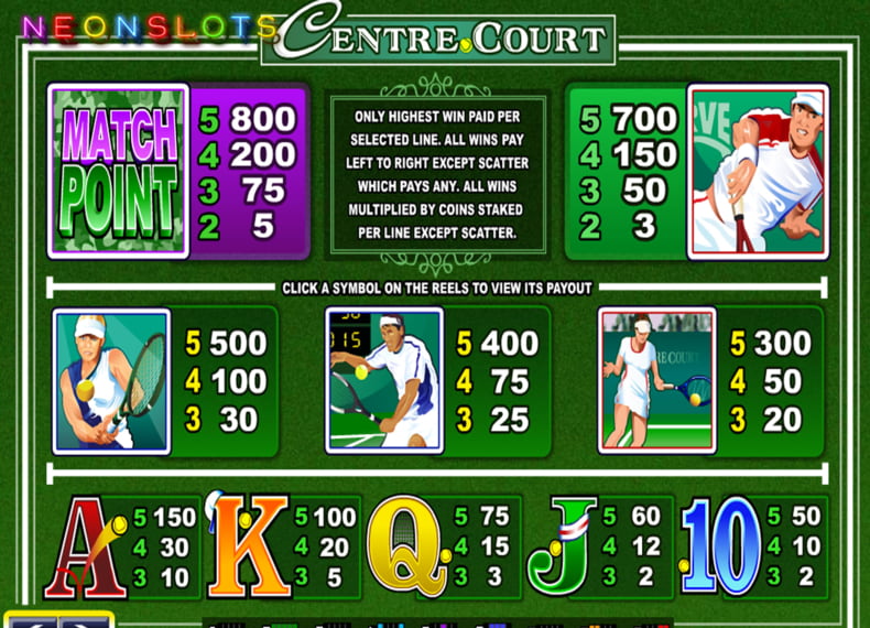 Centre Court (de: Center Court) ist eine Webseite Ã¼ber Casinos. Screenshot