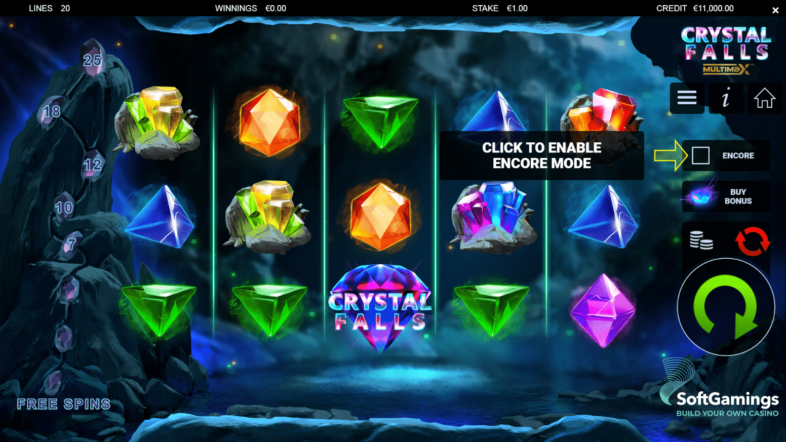 Crystal Falls Multimax is een website over casino's. Screenshot