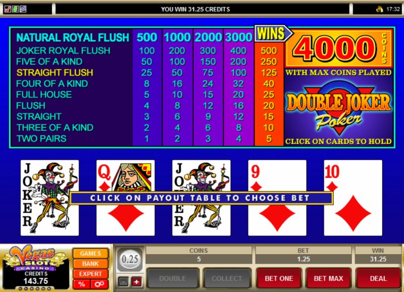 Deuces und Joker Power Poker - 4 Hand Screenshot