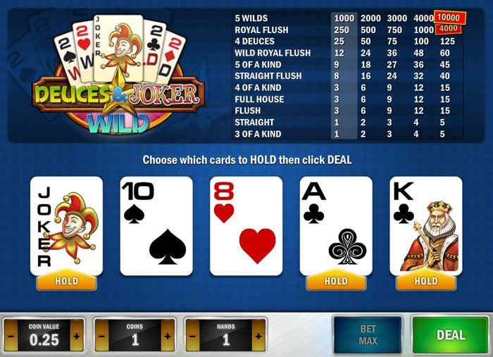 Deuces on the Rocks Video Poker - Pokera wideo z deuczami na skalnych wzgÃ³rzach. Zrzut ekranu