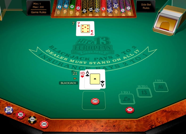 EuropÃ¤ische Regeln Blackjack Screenshot