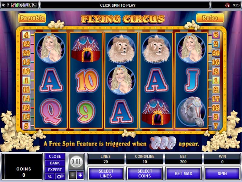 Fliegender Zirkus Spielautomaten Screenshot
