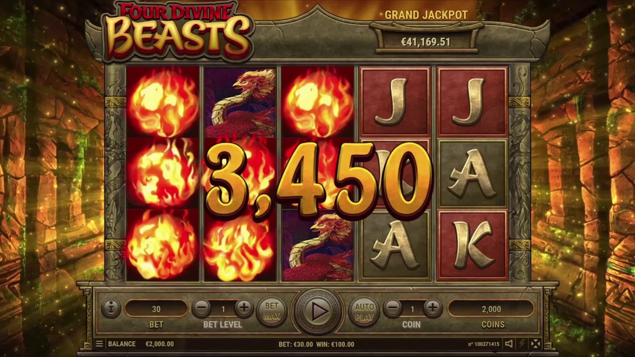 Vier Divine Beasts Progressieve Slot Screenshot