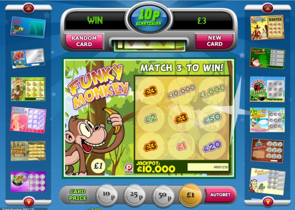 Funky Monkeys Rubbelkarte Screenshot