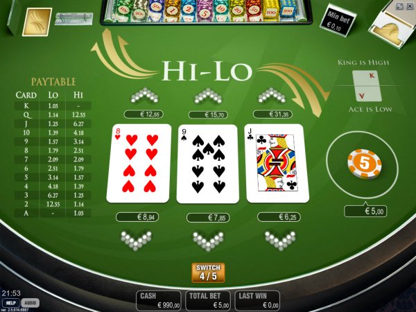 Hi-Lo 3 Cards Ã¨ un sito web dedicato ai casinÃ². Schermata