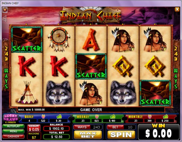 Indianer HÃ¤uptling Spielautomaten Screenshot