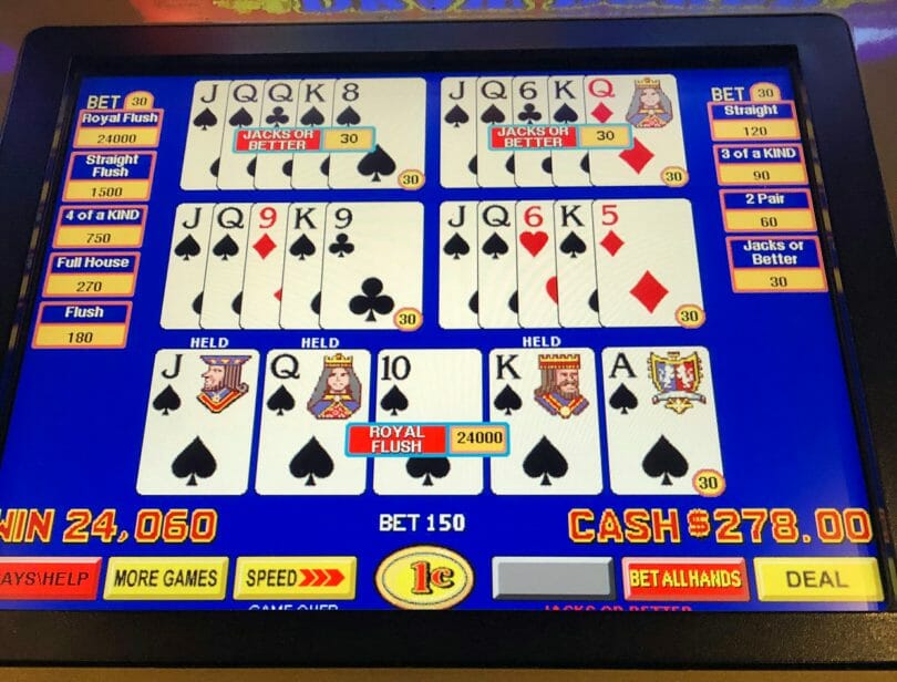 Jacks or Better Czterech RÄ…k Video Poker Zrzut ekranu