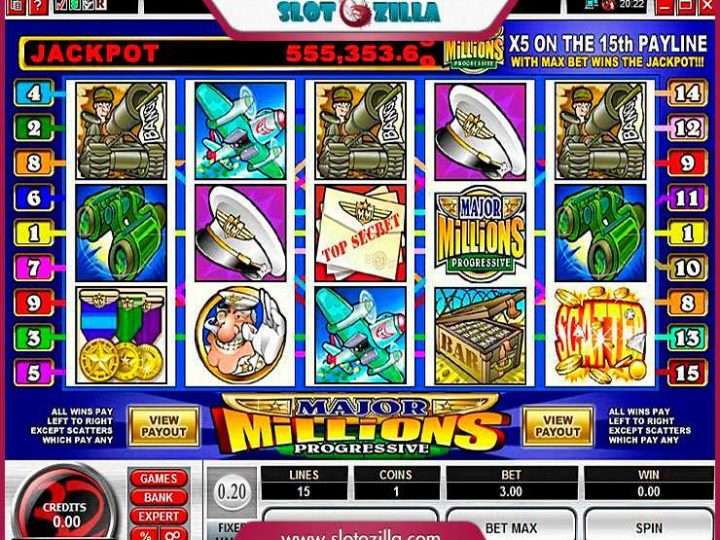 Major Millions (video slots) Progressive Screenshot