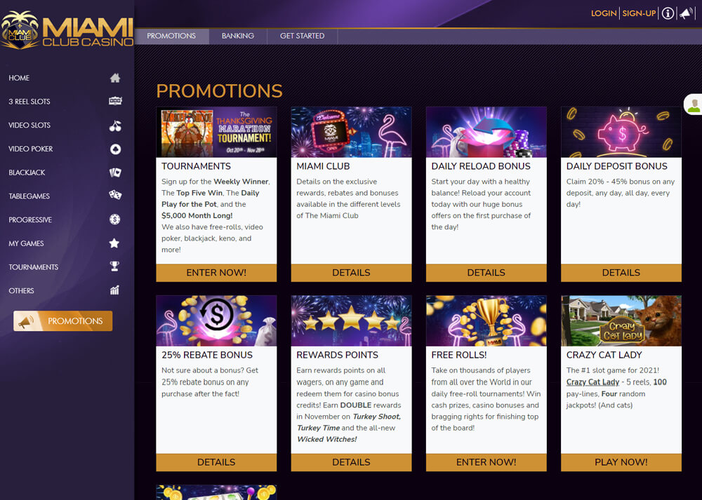 Miami Slots is a website about casinos. Captura de pantalla
