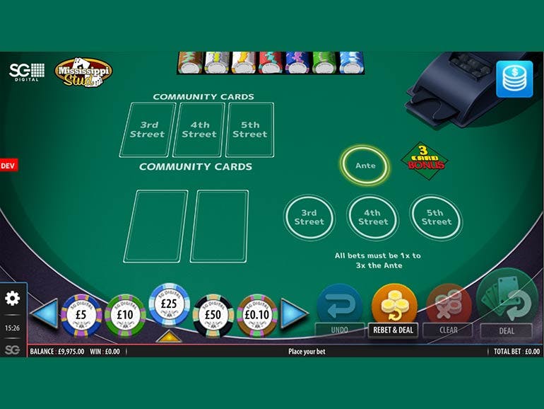 Poker studencki Mississippi Zrzut ekranu