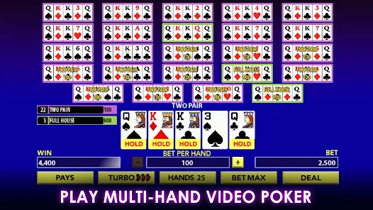 Wielolinijny wideo poker Zrzut ekranu