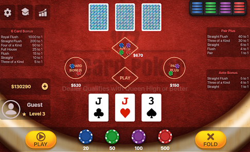 Poker Trzy (Poker Trzy Kartowy) Zrzut ekranu