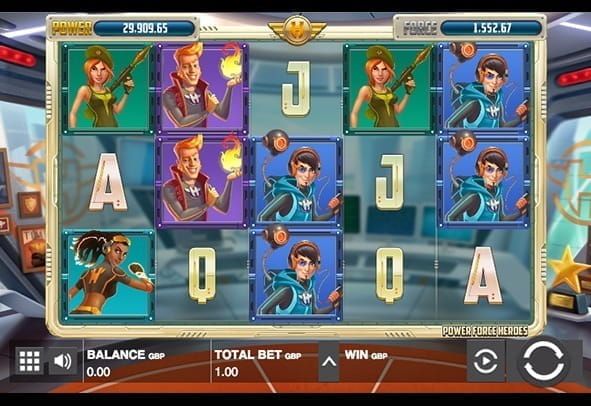 Power Force Heroes Progressive Slot to progresywny automat wrzutowy. Zrzut ekranu