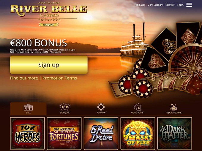 Riverbelle Riches se trata de un sitio web sobre casinos. Captura de pantalla