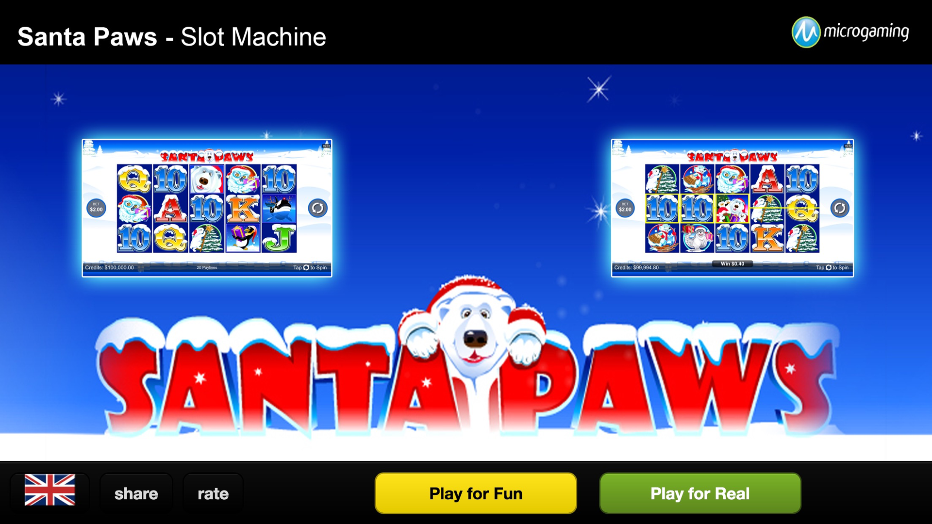 Santa Paws es un sitio web sobre casinos. Captura de pantalla