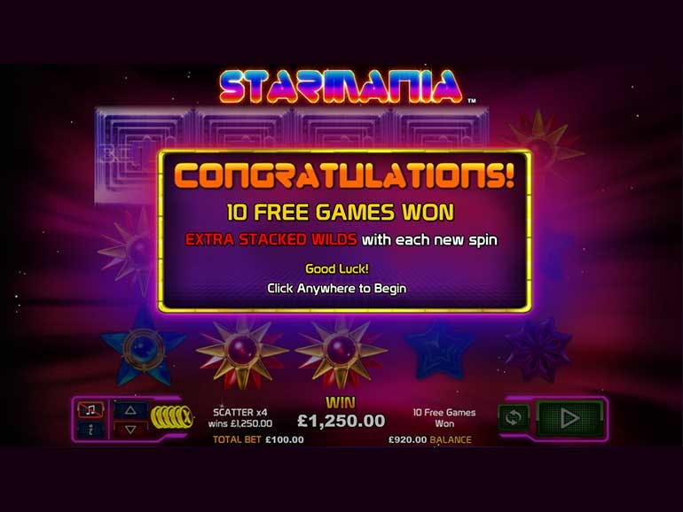 Starmania es un sitio web sobre casinos. Captura de pantalla
