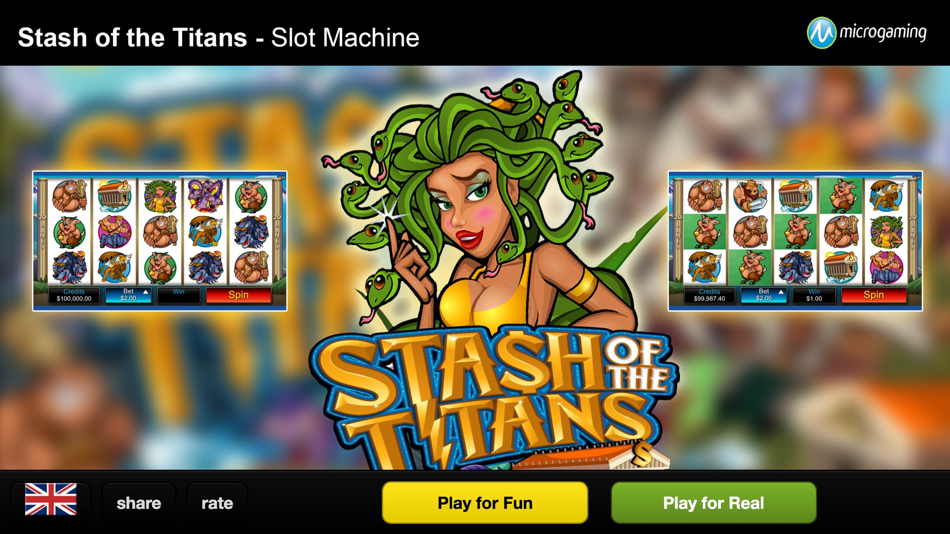 Stash of the Titans es un sitio web sobre casinos. Captura de pantalla