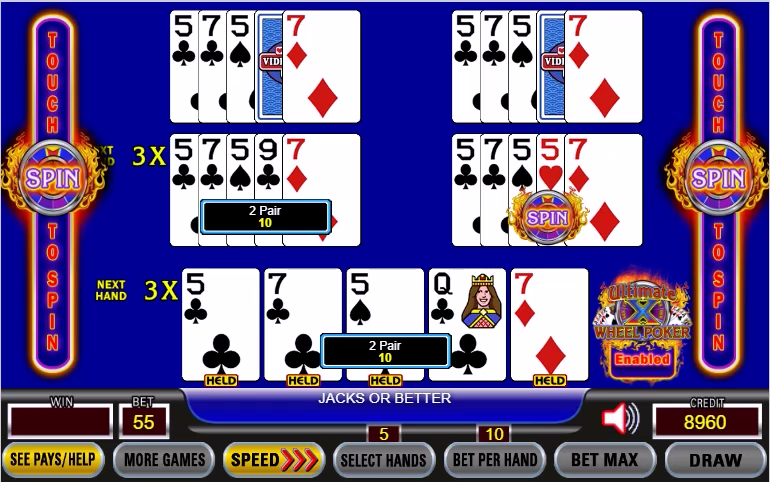Super Aces Moltiplicatore Video Poker Schermata