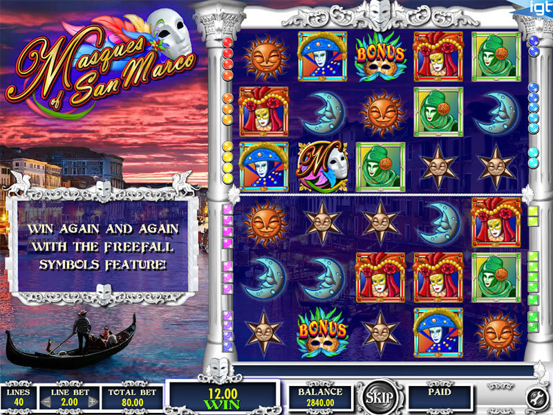 Automaty do gier The Masques of San Marco Zrzut ekranu
