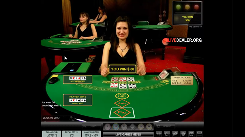 Trzy karty poker na Å¼ywo Zrzut ekranu