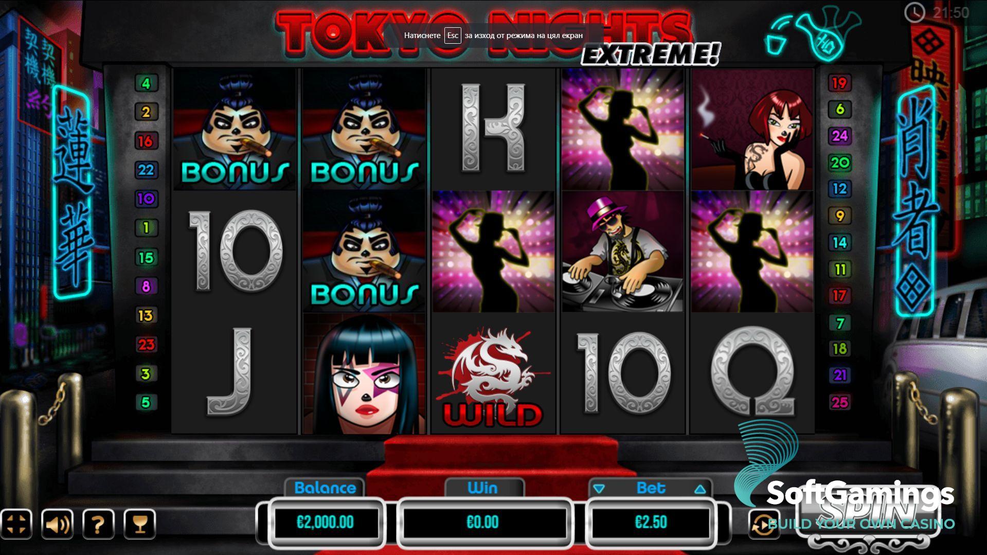 Automat do gier Tokyo Nights Zrzut ekranu