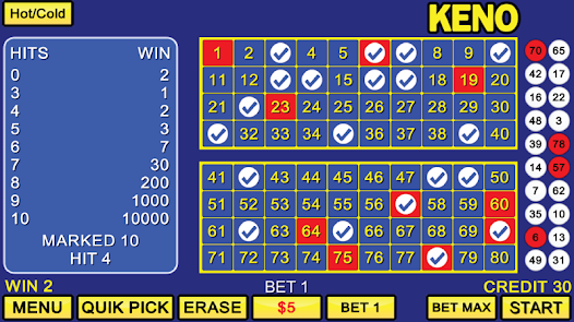 Wielka Wygrana w Keno w Vegas Zrzut ekranu