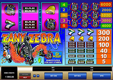 Zany Zebra es un sitio web sobre casinos. Captura de pantalla