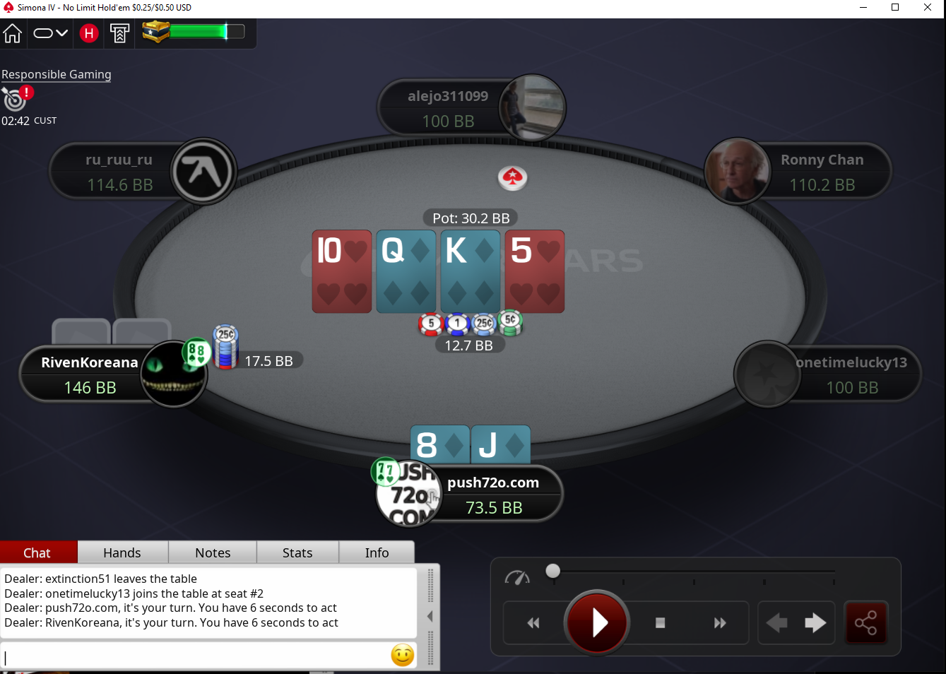 Pokerstars replayer screenshot