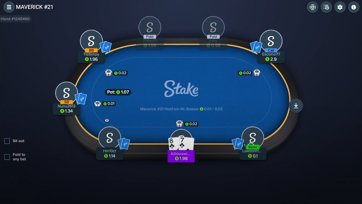 screenshot Poker stake.com table